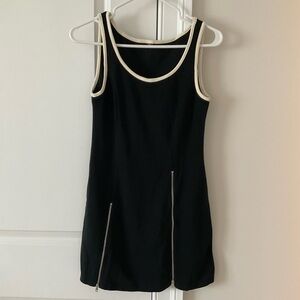 Elegant Black Dress with White Accents